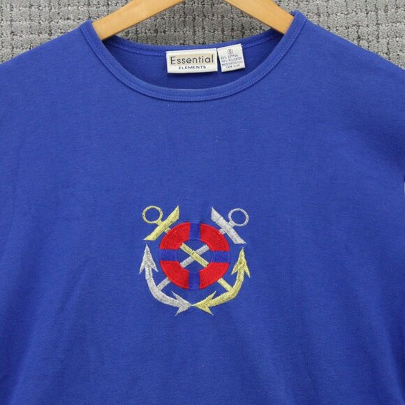 Vintage Essential Elements Nautical Shirt Women Small S Striped Embroidered 90s - Picture 5 of 9